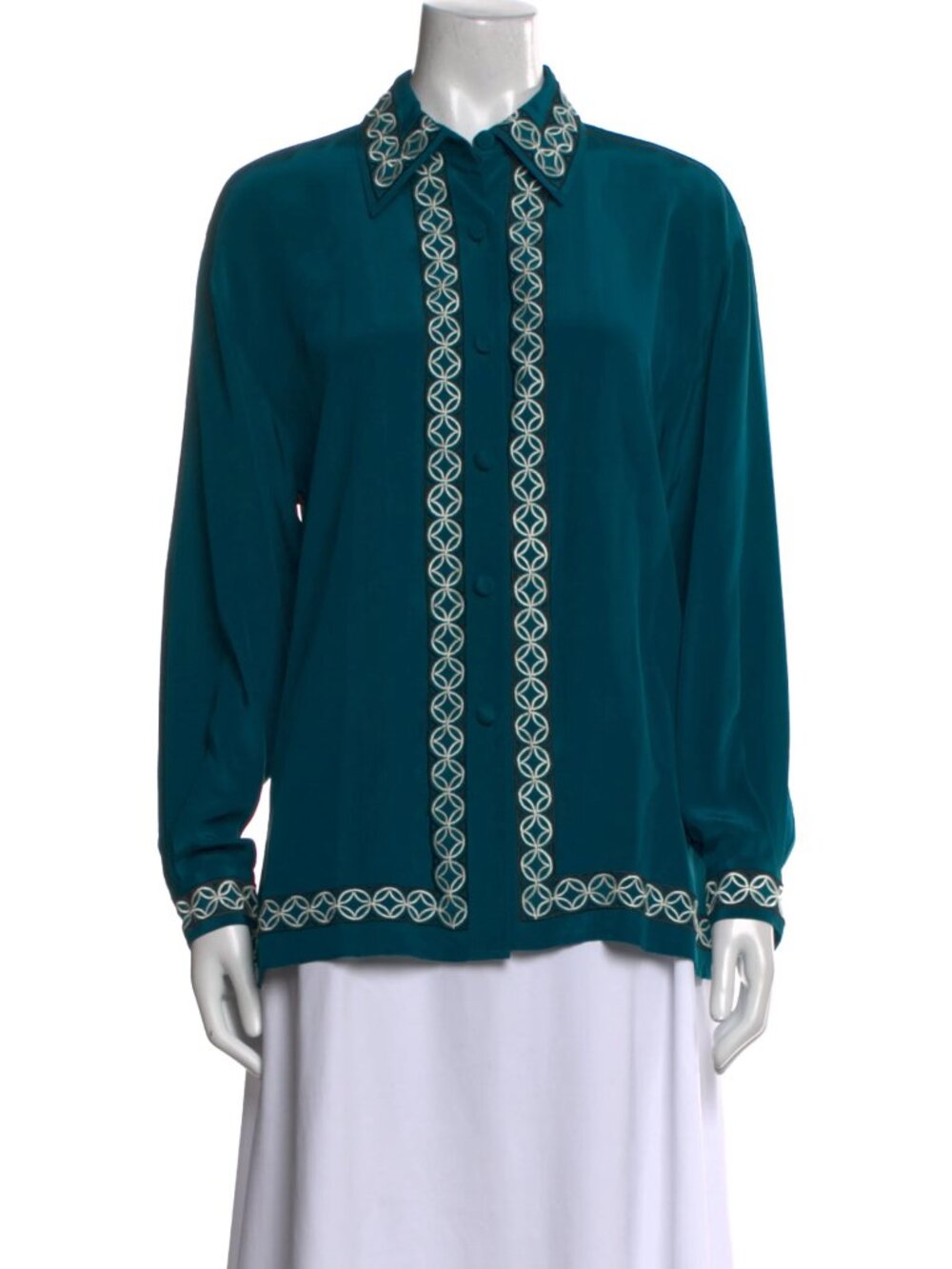 Diane Von Furstenberg DVF Vintage Teal Green Blouse SMALL